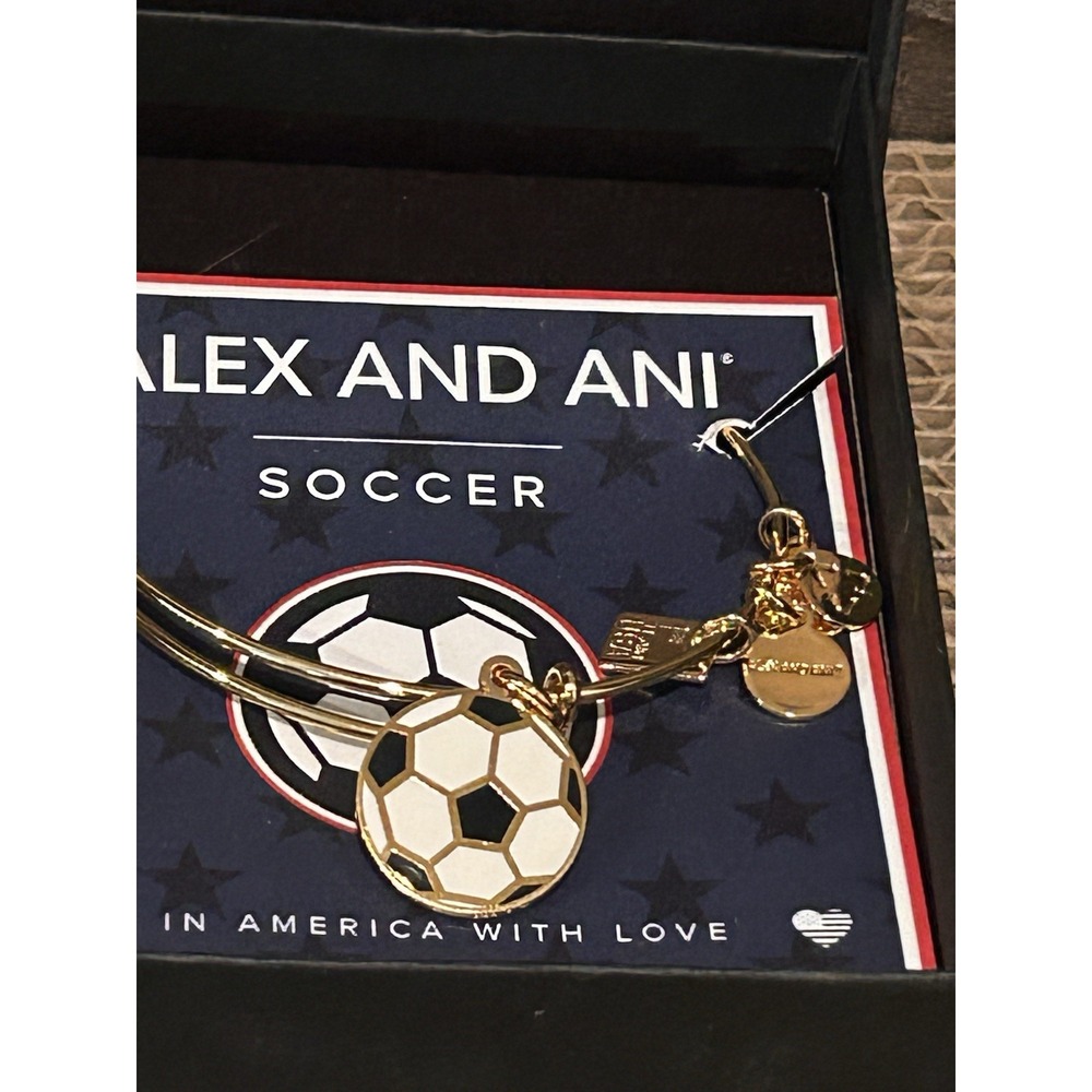 Alex and Ani Team USA Soccer Bangle Bracelet Yellow Gold‎ In Box